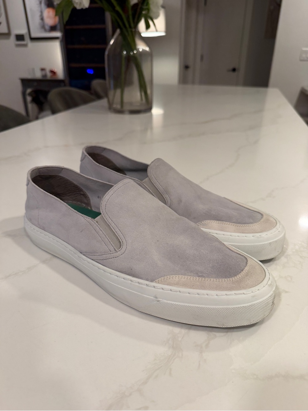 John Elliott Light Gray Suede Slip-On Sneakers US13